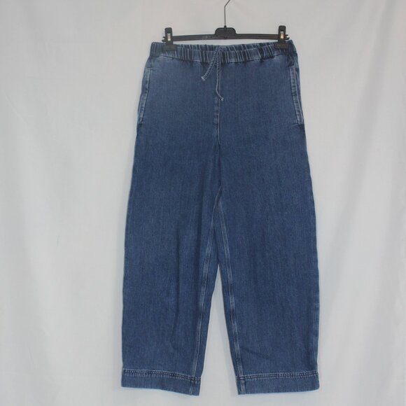 COS ELASTICATED-WAIST DENIM TROUSERS Oversize Blue size XS - Picture 2 of 6